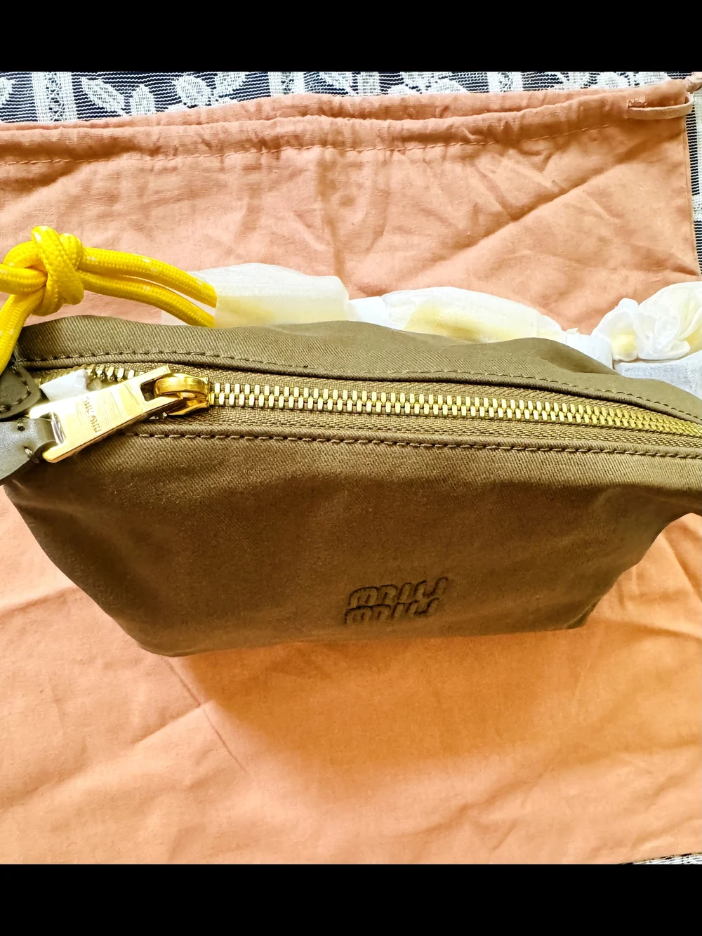 Miu Miu Olive Green Shoulder Pouch with Logo
